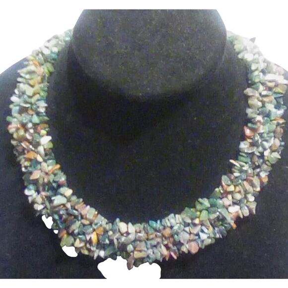 Gemstone chipped multi strand Raw Multi Stone Necklace - Picture 3 of 4